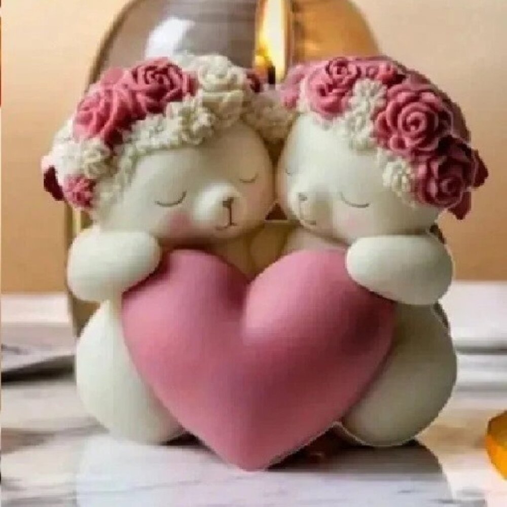 3D  Bears with HEART Candle Casting Mold NEW